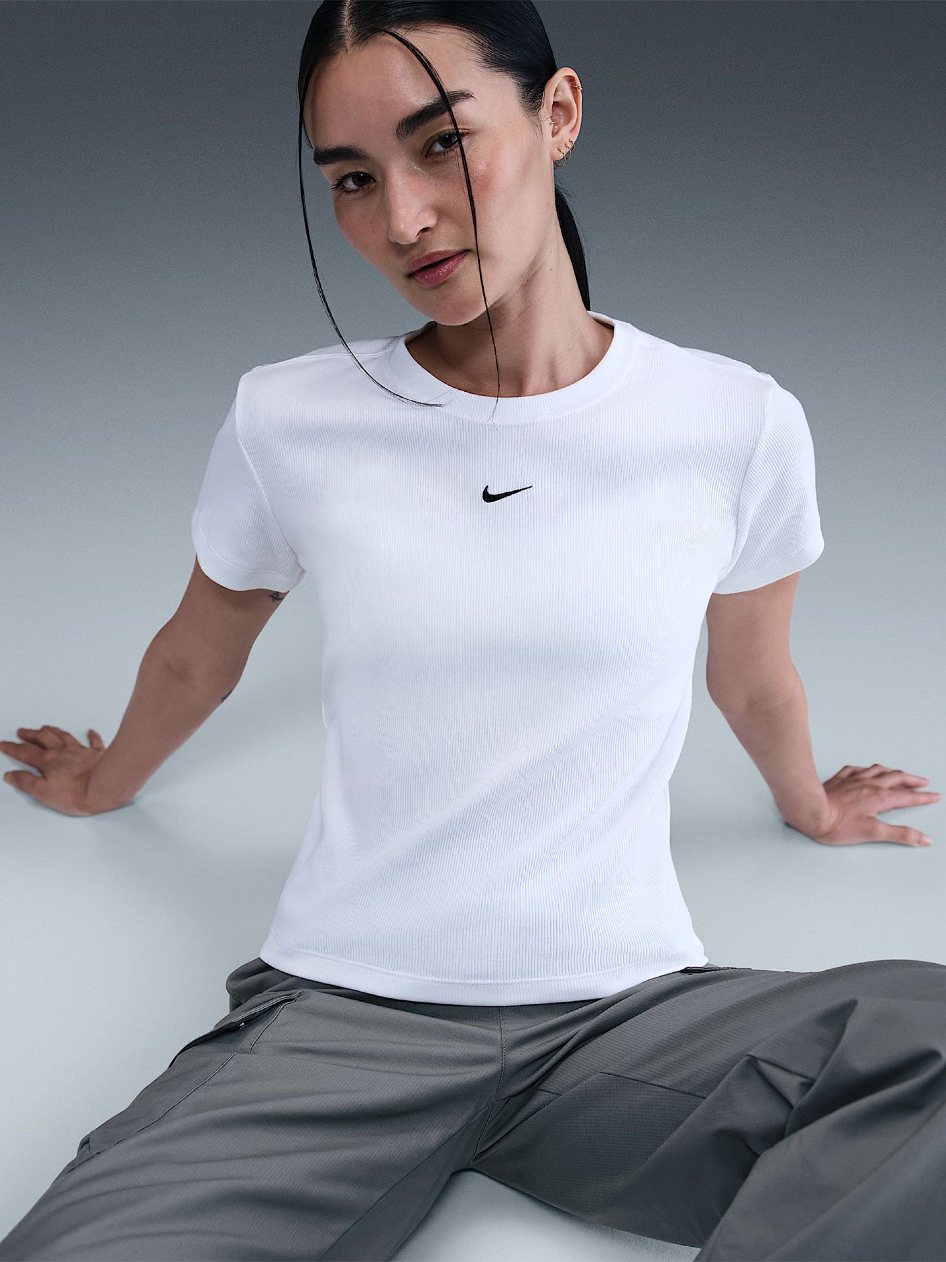 Nike Sportswear Tight Ribbed White T-shirt For Women