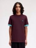 Camiseta Fred Perry Striped Cuff Burdeos