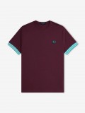 Camiseta Fred Perry Striped Cuff Burdeos