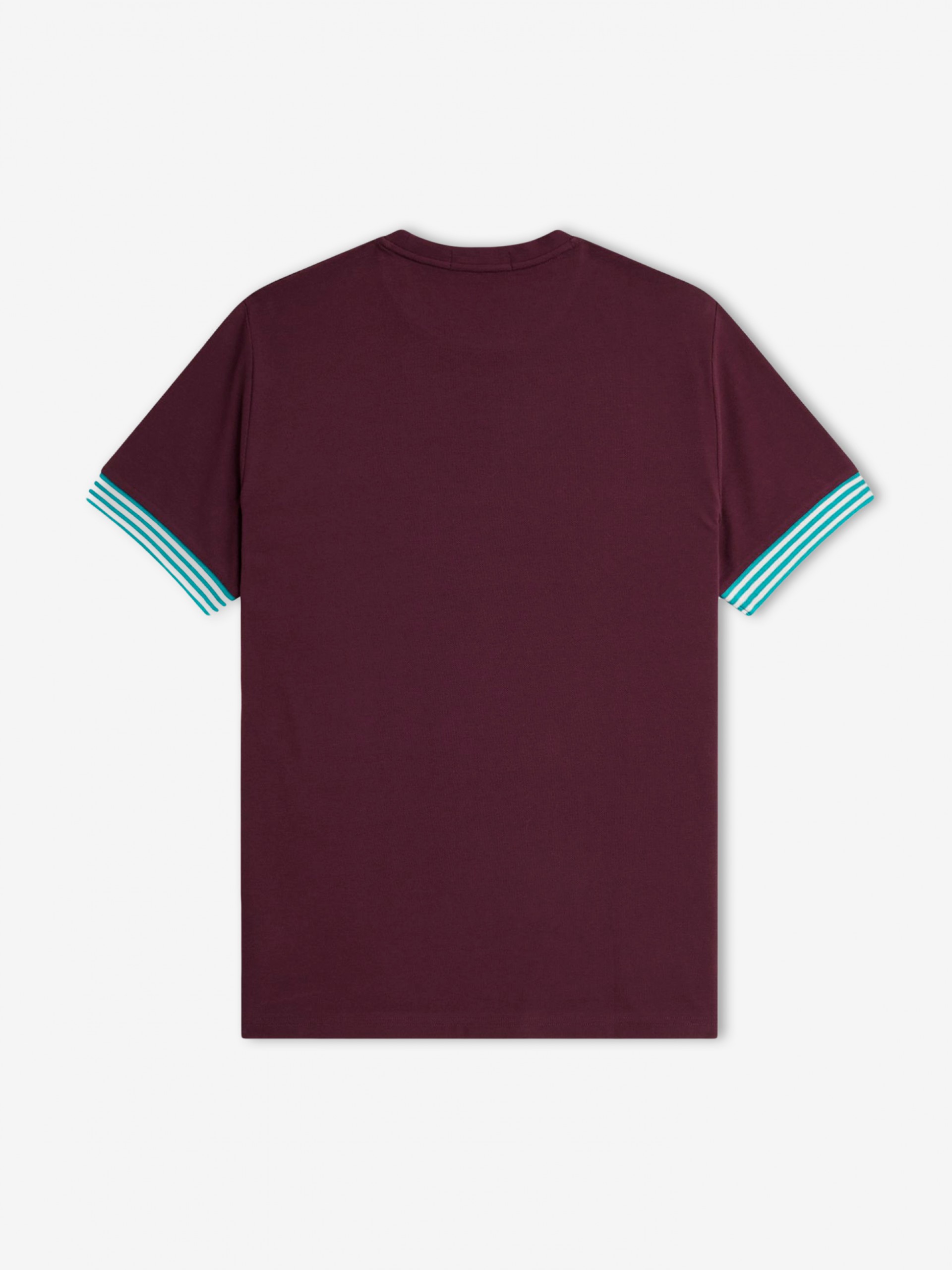Fred Perry Striped Cuff Burgundy T-shirt