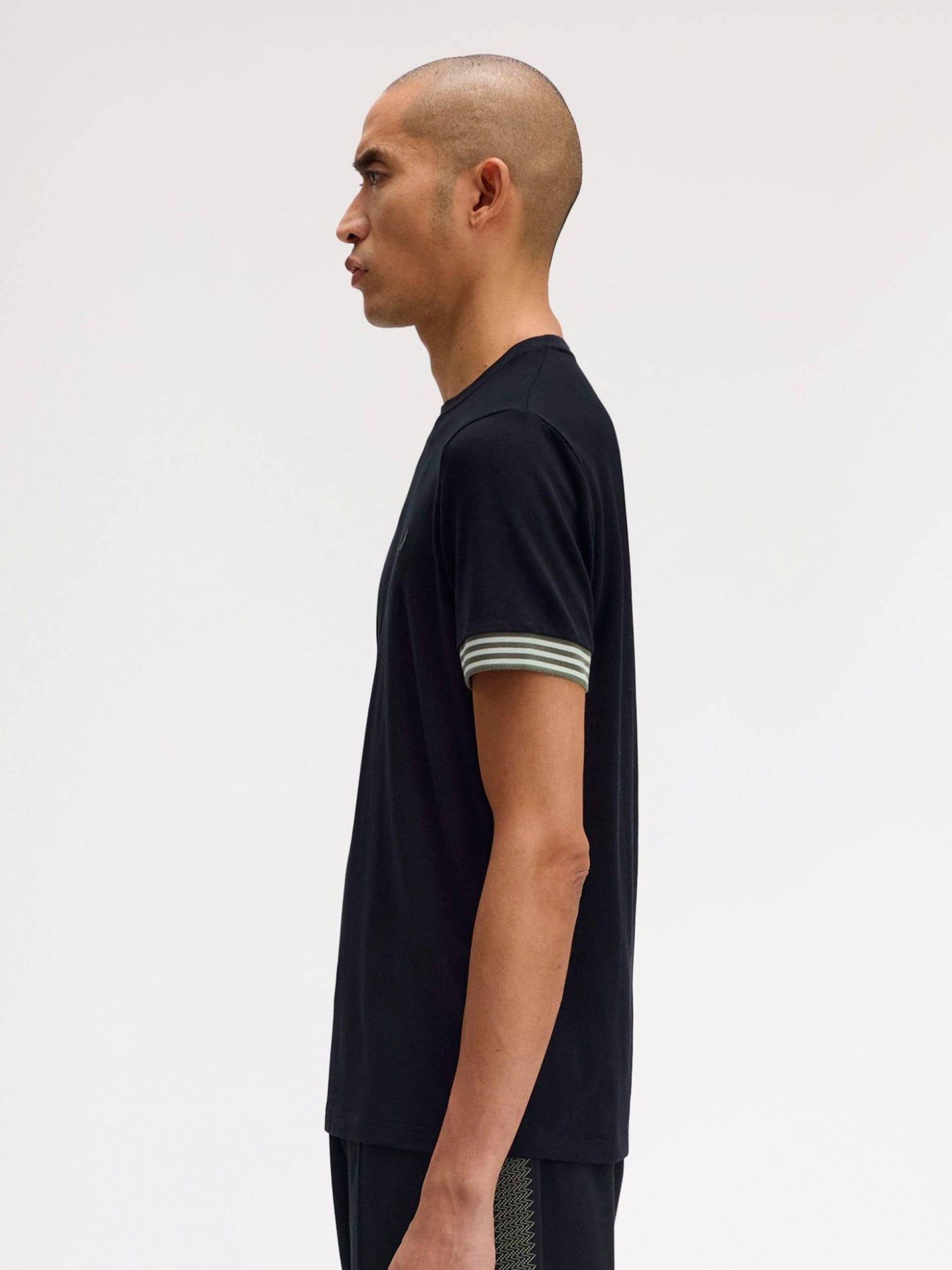 Fred Perry Striped Cuff Black T-shirt