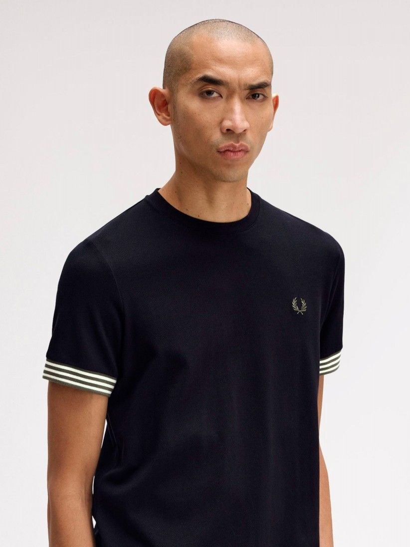Fred Perry Striped Cuff Black T-shirt