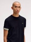 Fred Perry Striped Cuff Black T-shirt