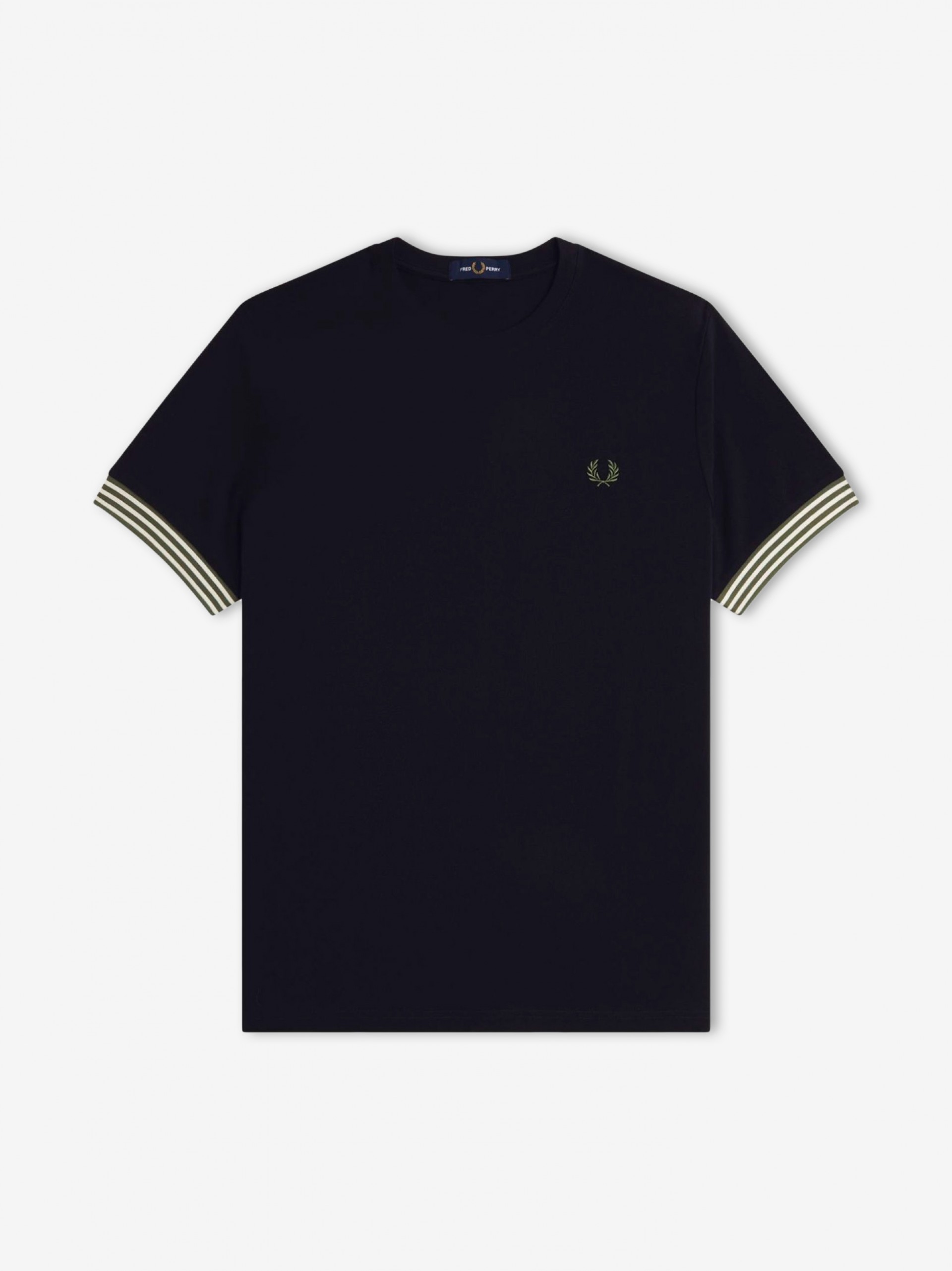Fred Perry Striped Cuff Black T-shirt