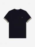 Fred Perry Striped Cuff Black T-shirt