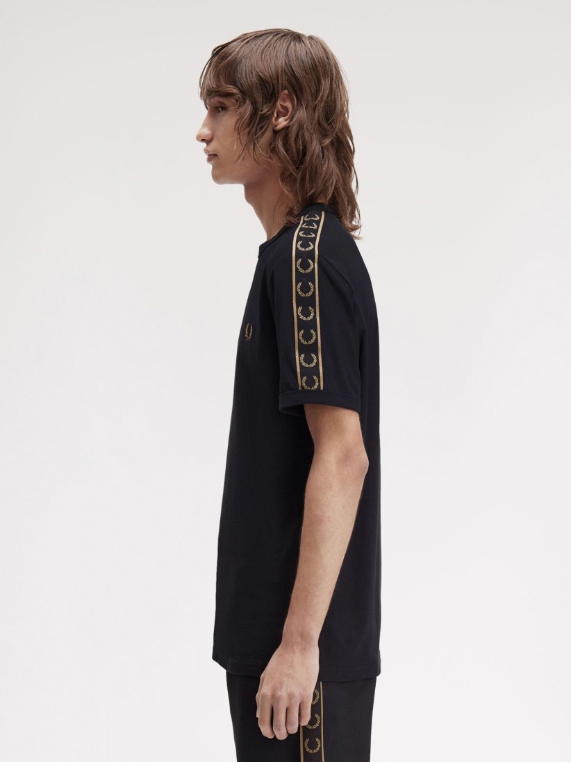 Fred Perry Contrast Tape Ringer Black and Golden T-shirt