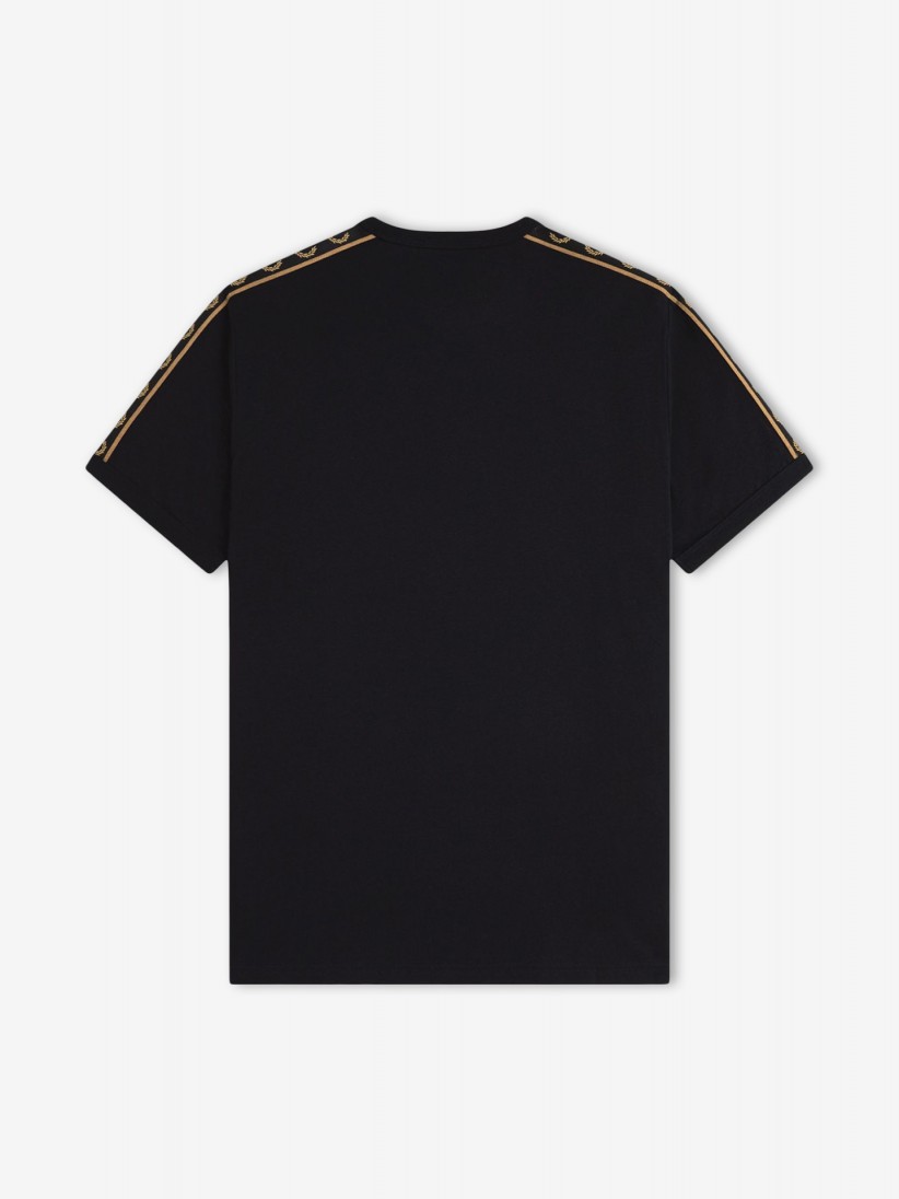 Tシャツ・カットソー FRED PERRY SS25 T-SHIRT RINGER (FP M4613 54 Z07) Fred Perry Contrast Tape Ringer Black and Golden T-shirt
