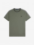 T-shirt Fred Perry Contrast Tape Ringer Verde e Preta