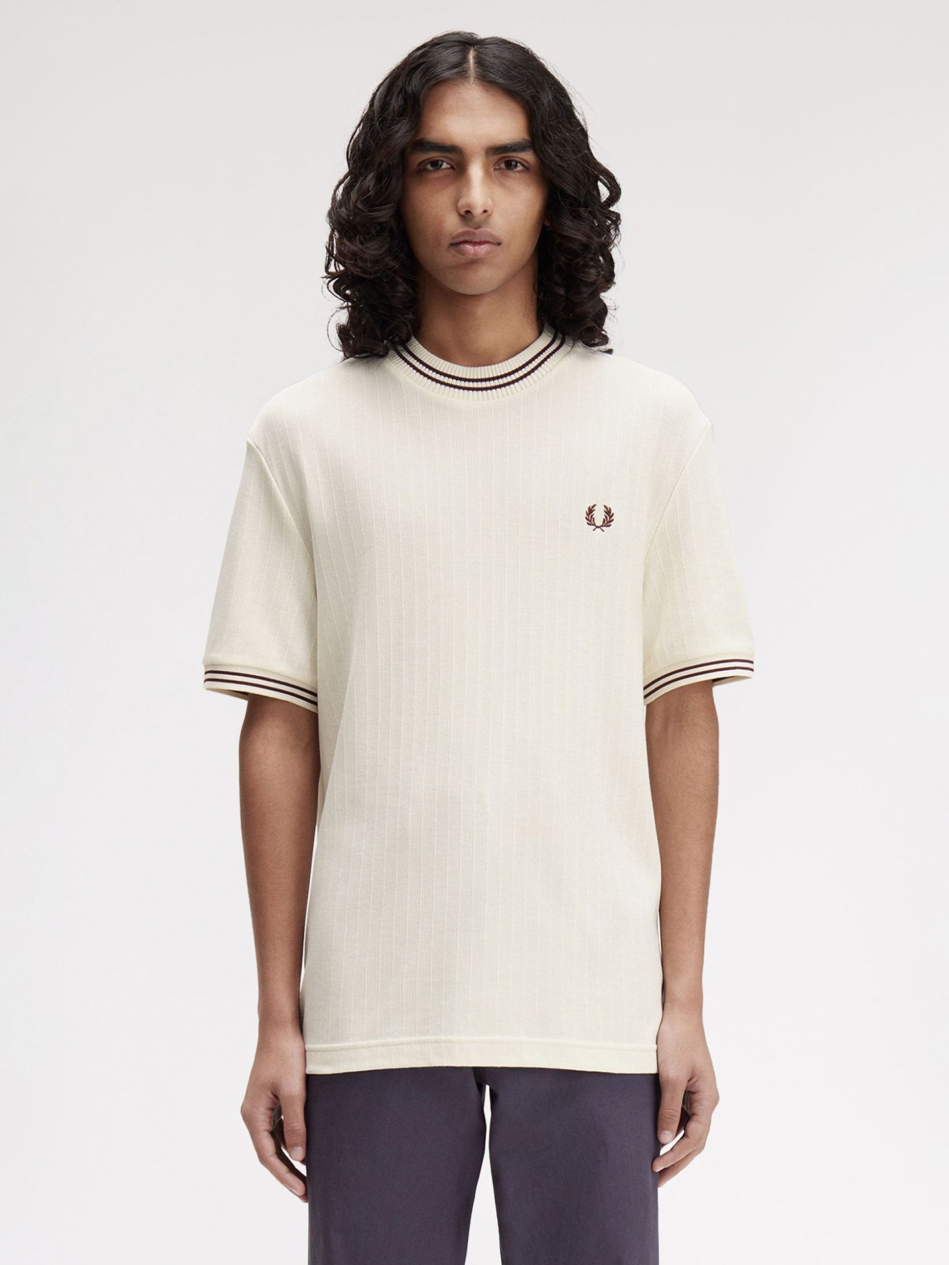 T-shirt Fred Perry Ribbed Jersey Bege