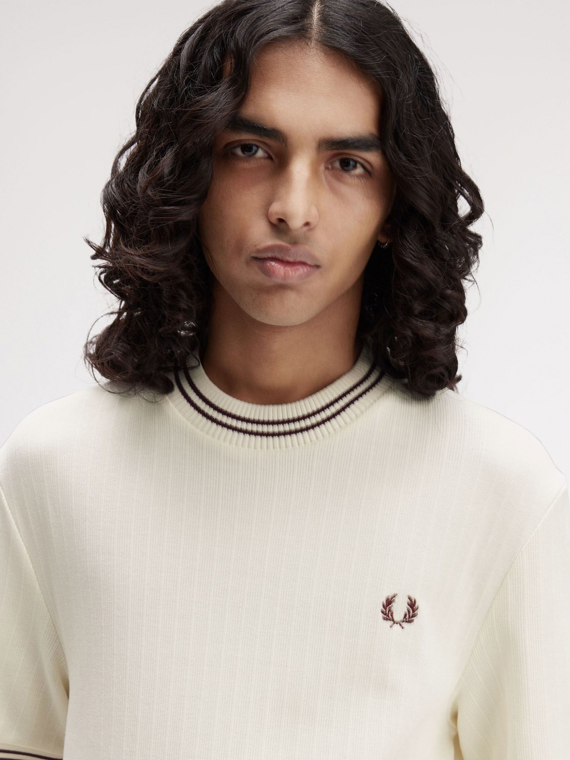 Camiseta Fred Perry Ribbed Jersey Beige