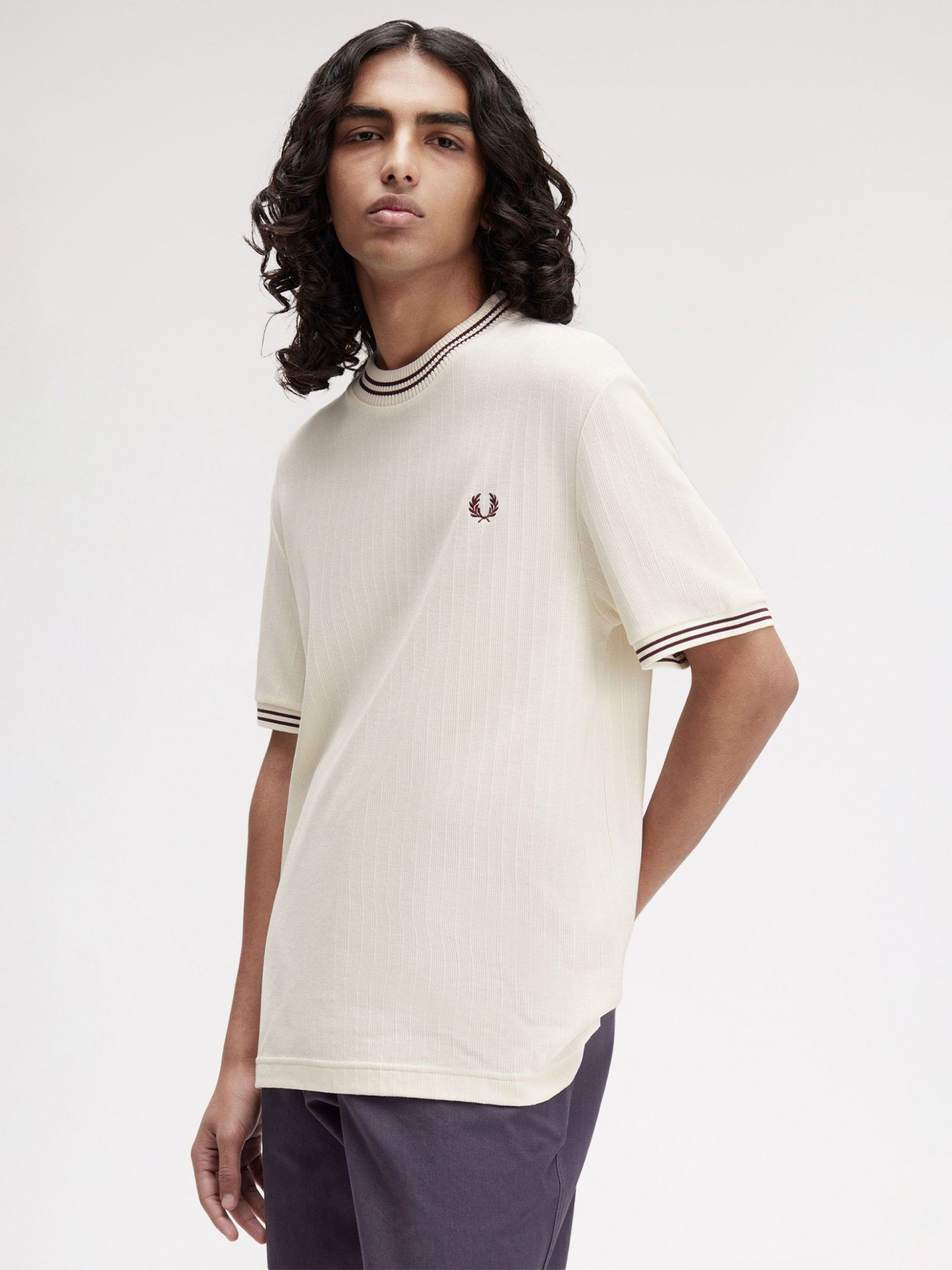 T-shirt Fred Perry Ribbed Jersey Bege