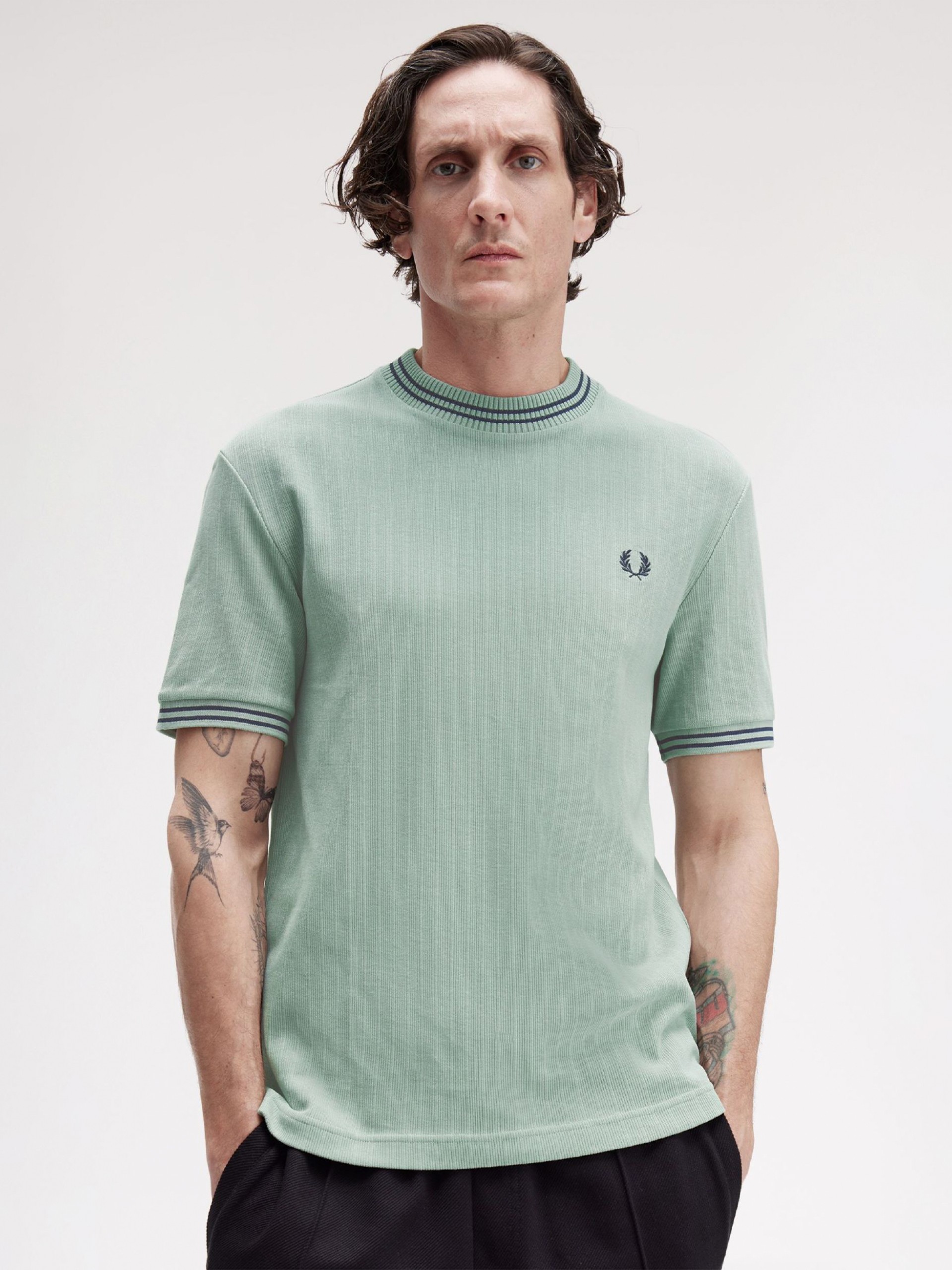 T-shirt Fred Perry Ribbed Jersey Verde