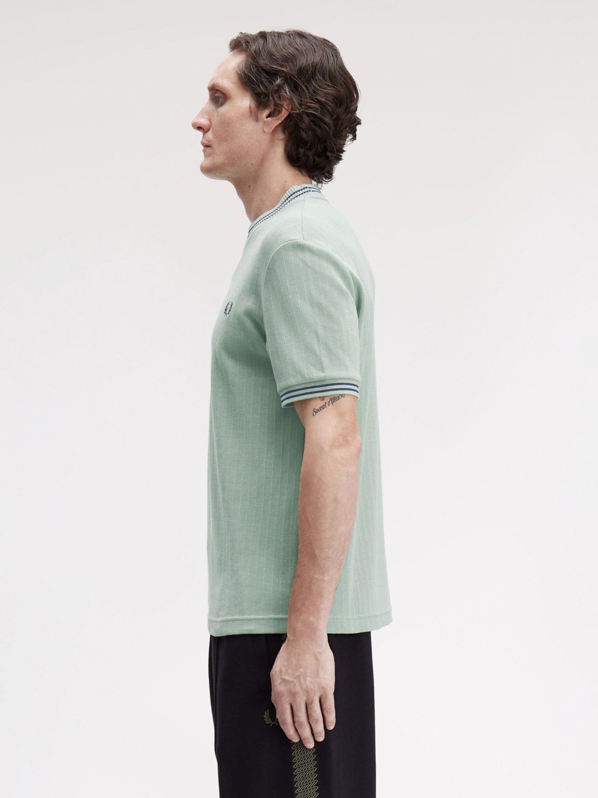 T-shirt Fred Perry Ribbed Jersey Verde