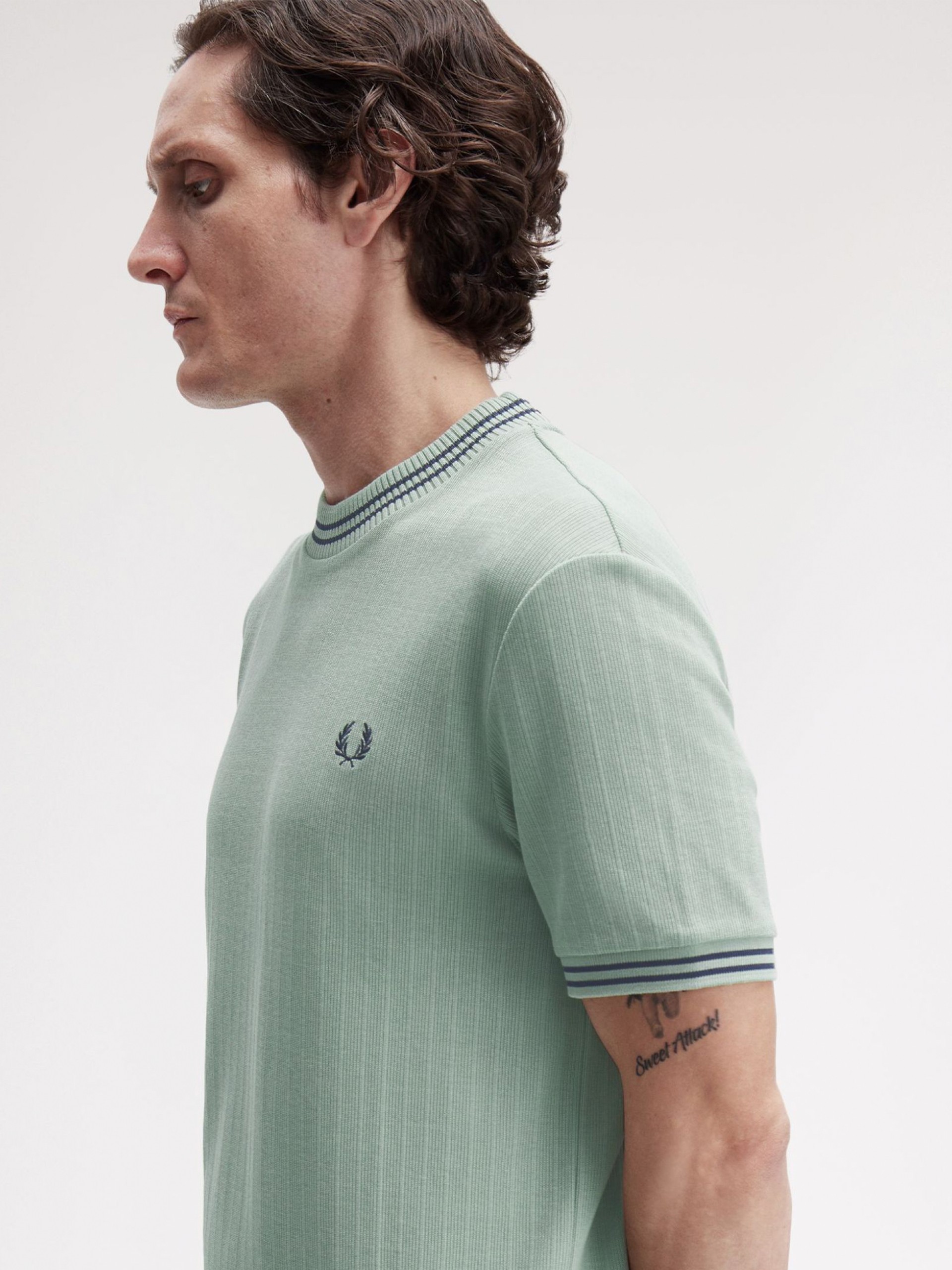 T-shirt Fred Perry Ribbed Jersey Verde