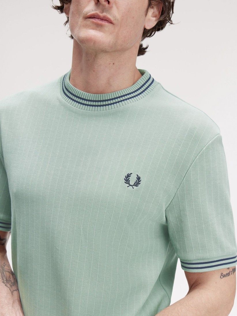 Tシャツ・カットソー FRED PERRY [Sharp] Ribbed Jersey T-Shirt 5JH347 Fred Perry Ribbed Jersey T-Shirt - Black M8679-102