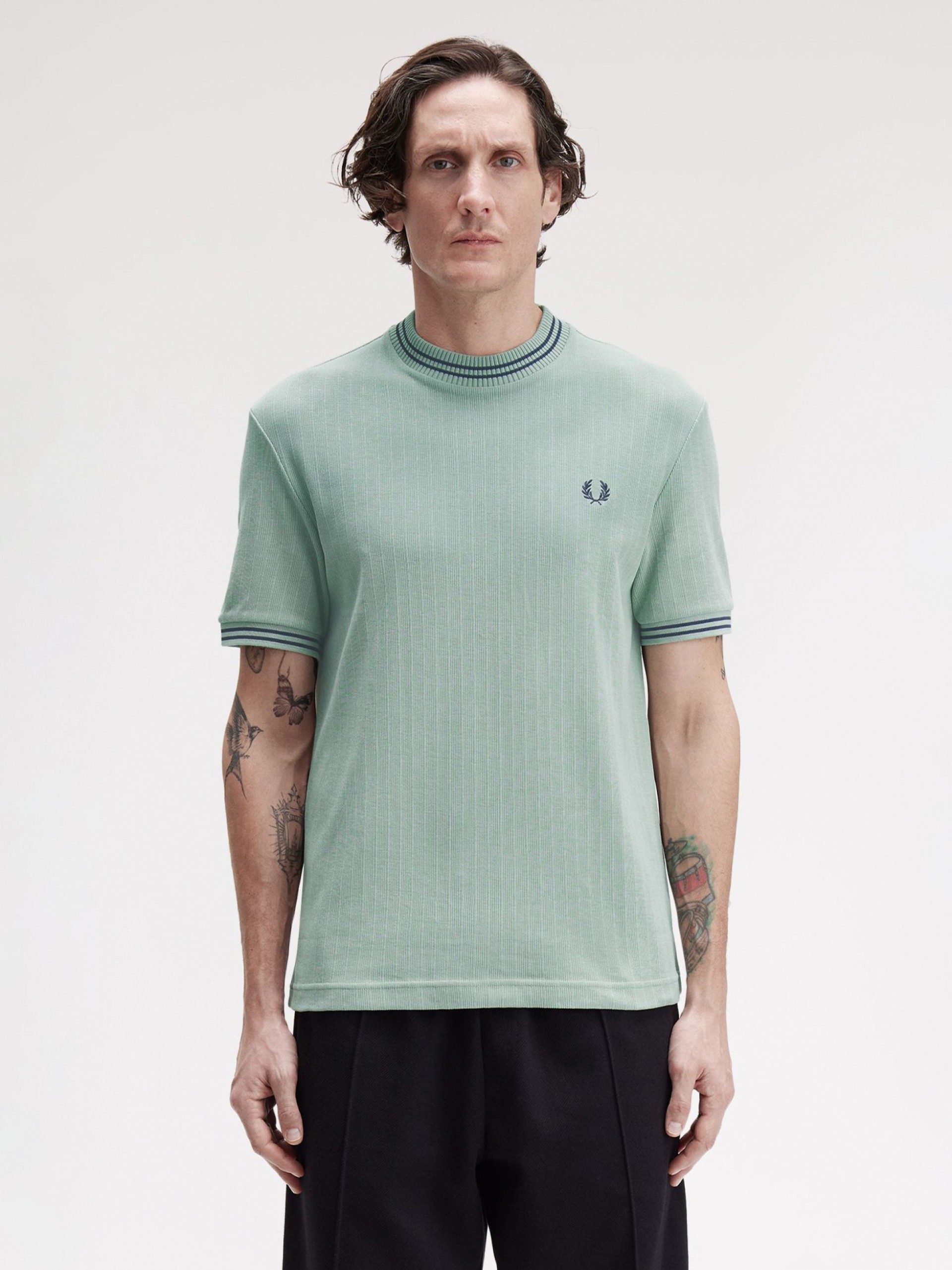 T-shirt Fred Perry Ribbed Jersey Verde