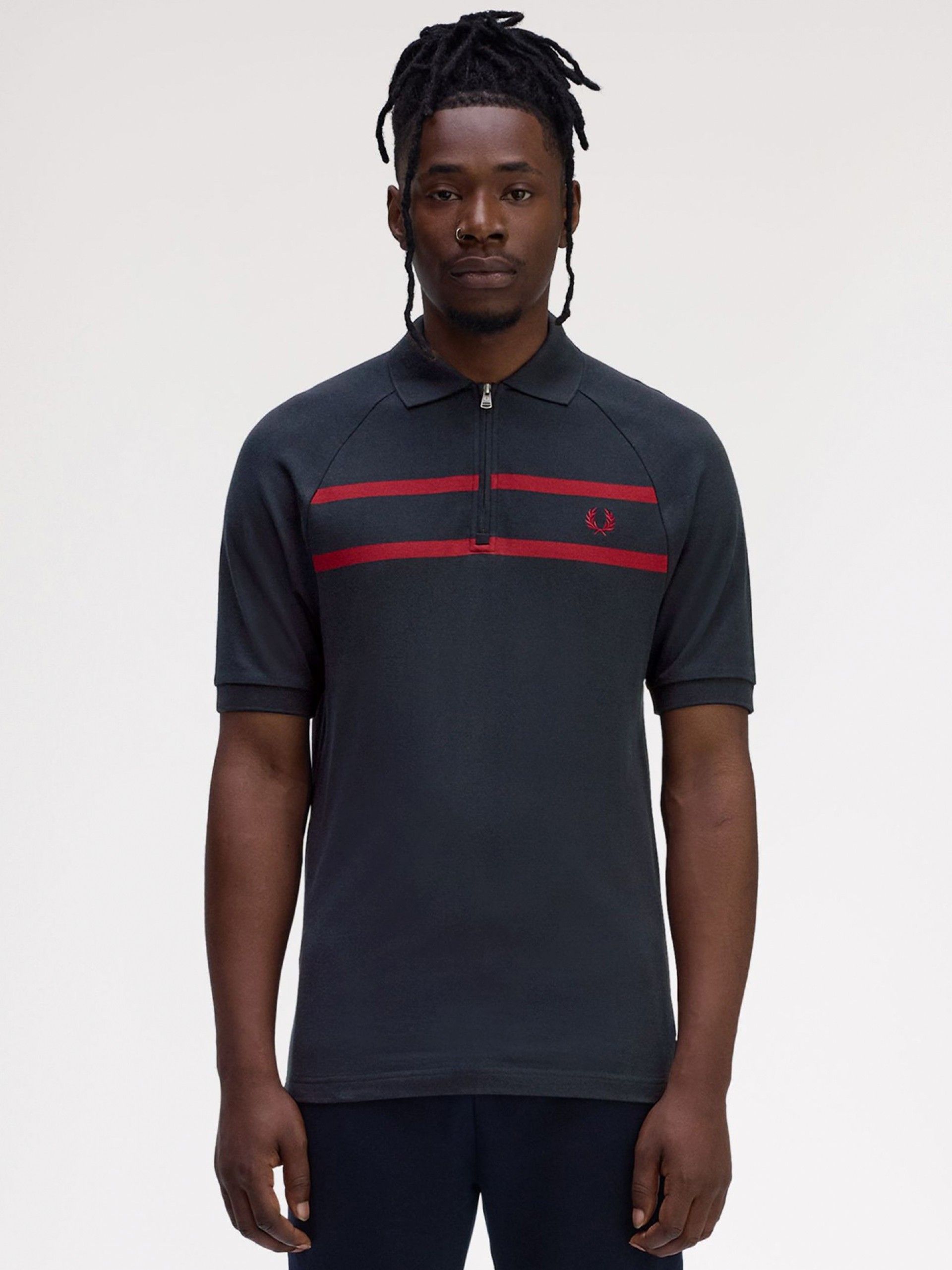 Polo con Cremallera Fred Perry Piqué Azul Marino