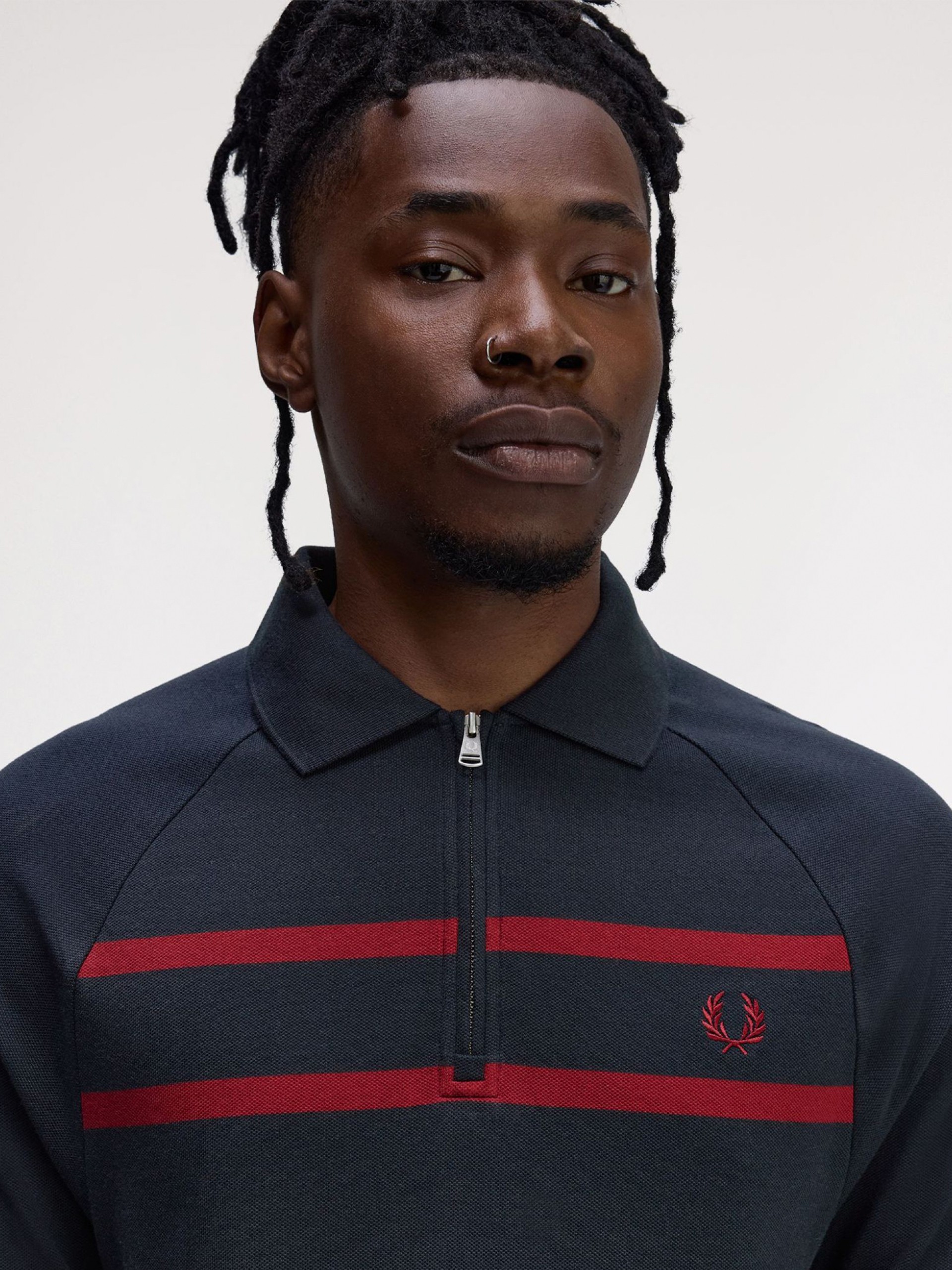 Polo con Cremallera Fred Perry Piqué Azul Marino