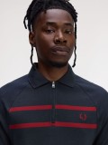 Fred Perry Piqu Navy Blue Zip Polo Shirt