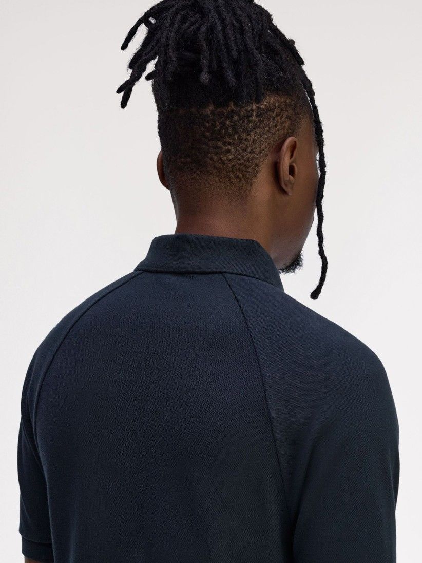 Fred Perry Piqu Navy Blue Zip Polo Shirt