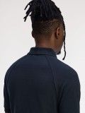 Fred Perry Piqu Navy Blue Zip Polo Shirt