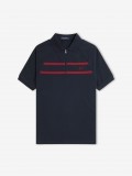 Fred Perry Piqu Navy Blue Zip Polo Shirt