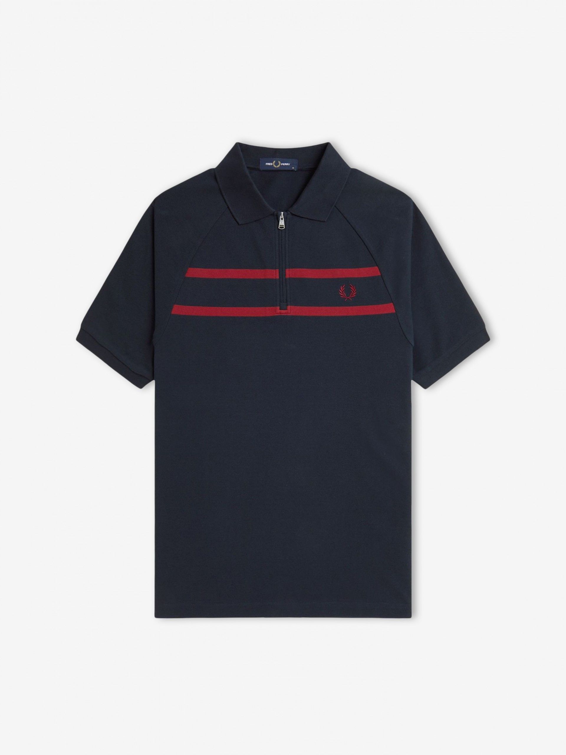 Polo con Cremallera Fred Perry Piqué Azul Marino