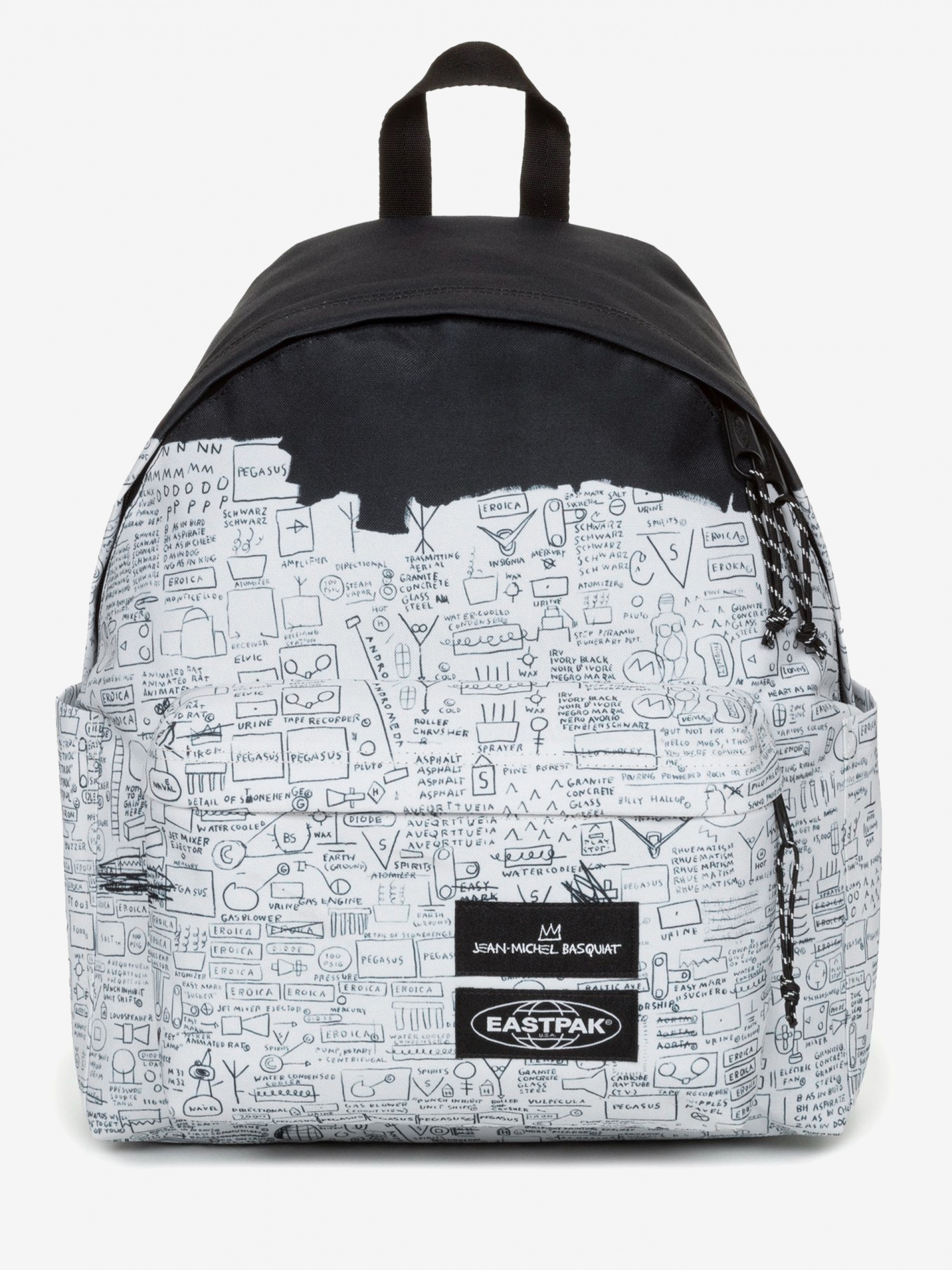 Mochila Escolar Eastpak Day Pak'R Basquiat Pegasus Preta e Branca