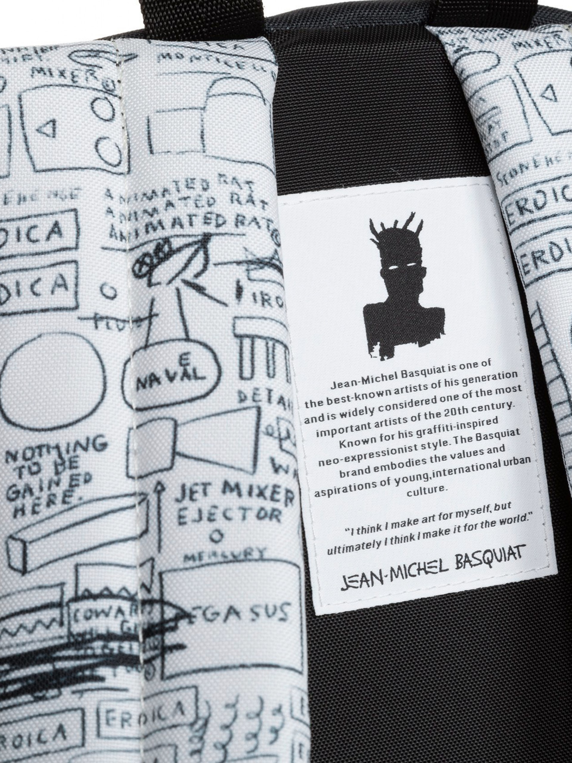 Mochila Escolar Eastpak Day Pak'R Basquiat Pegasus Preta e Branca