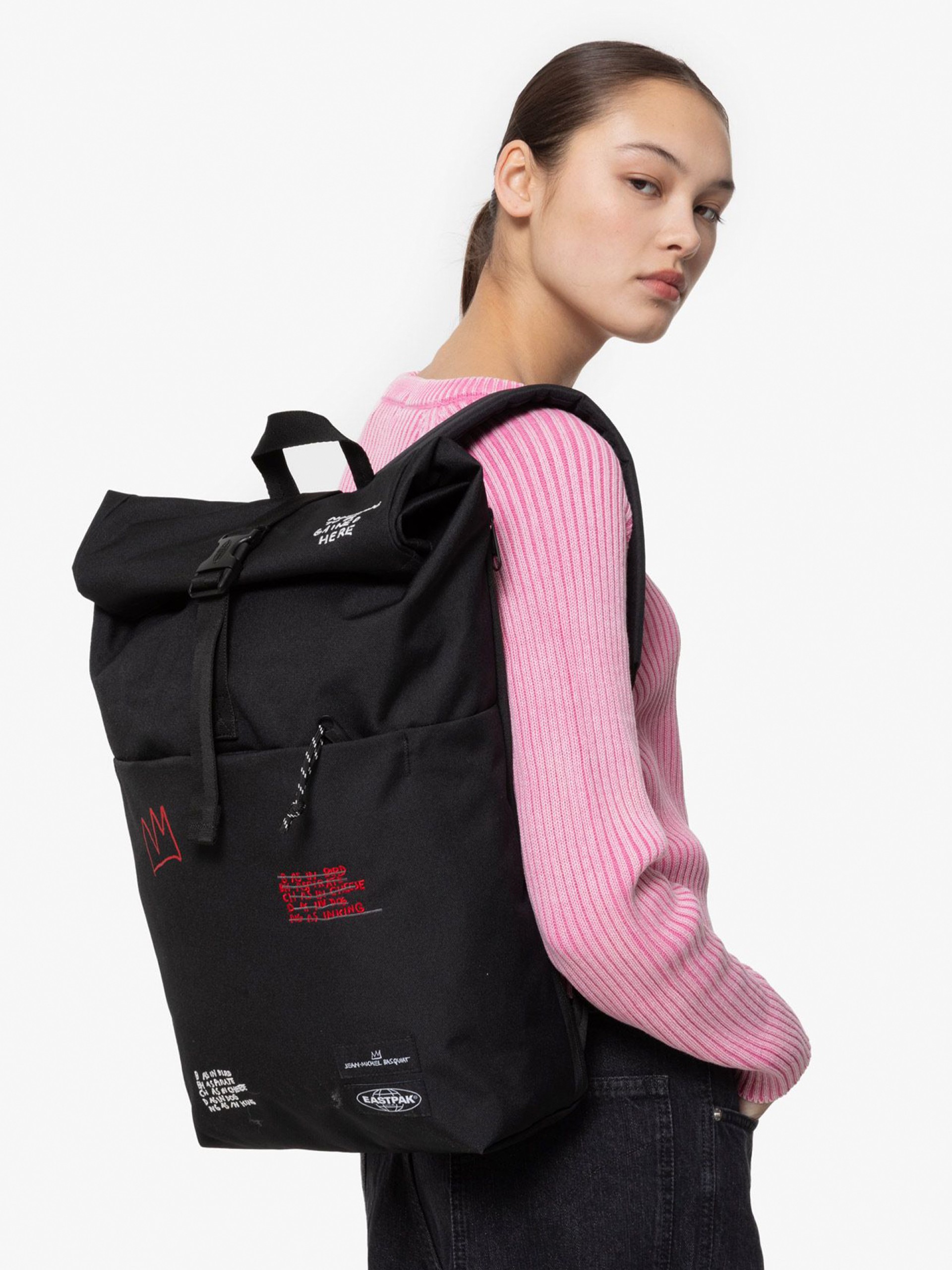 Mochila Eastpak Up Roll M Basquiat Quotes Negra