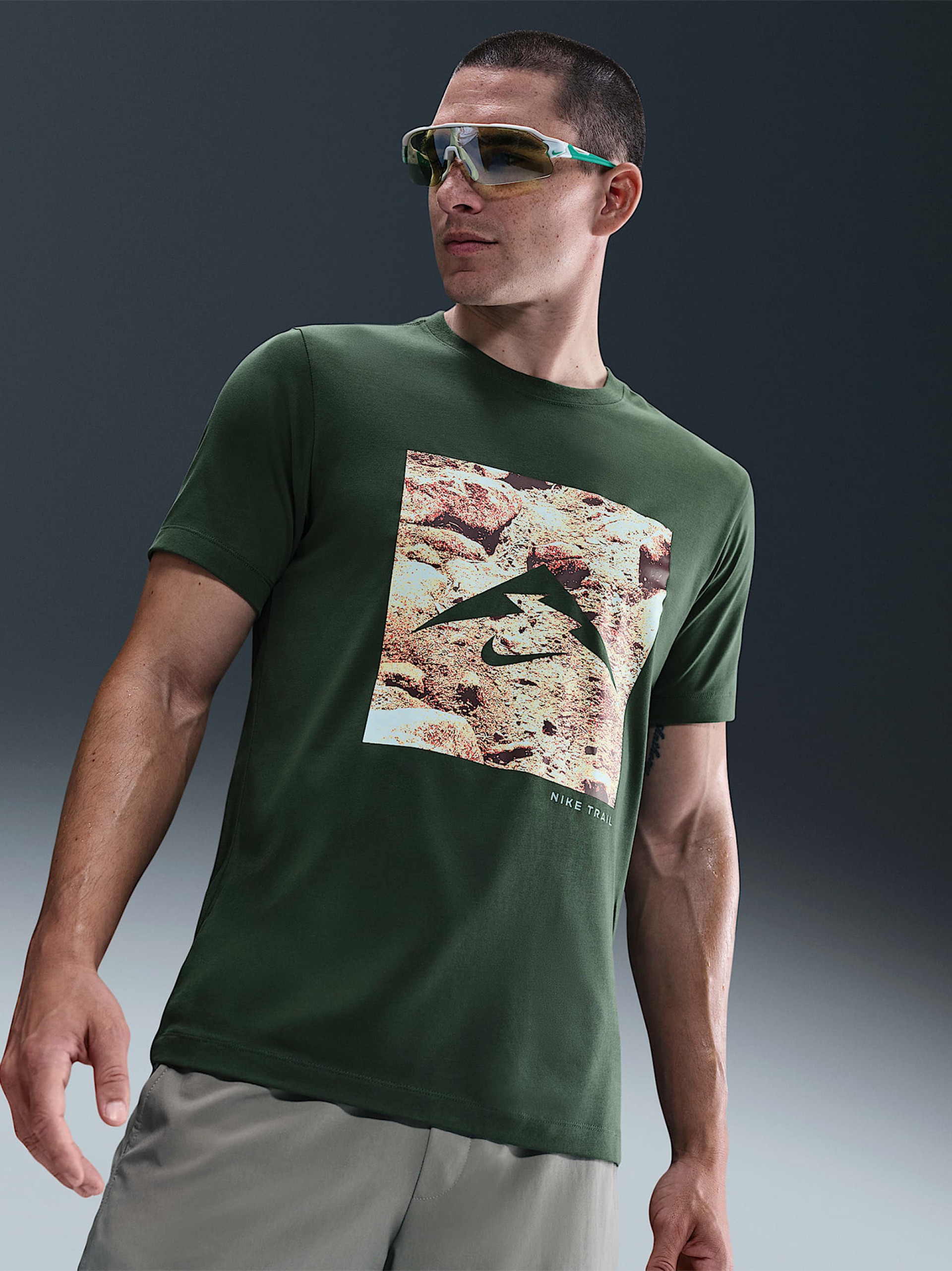 Nike Dri-FIT Green Trail T-shirt For Men
