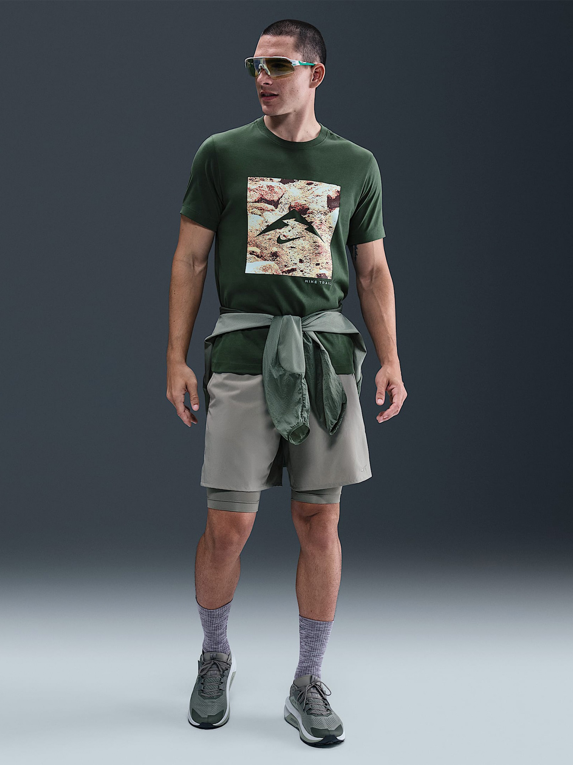 Camiseta de Trail Nike Dri-FIT Verde Para Hombre