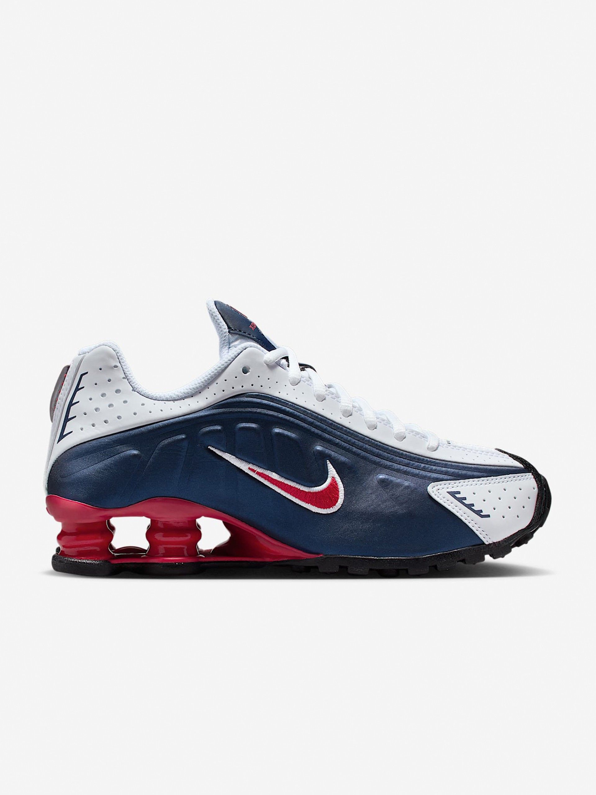 Sapatilhas Nike Shox R4 Azuis e Brancas Júnior