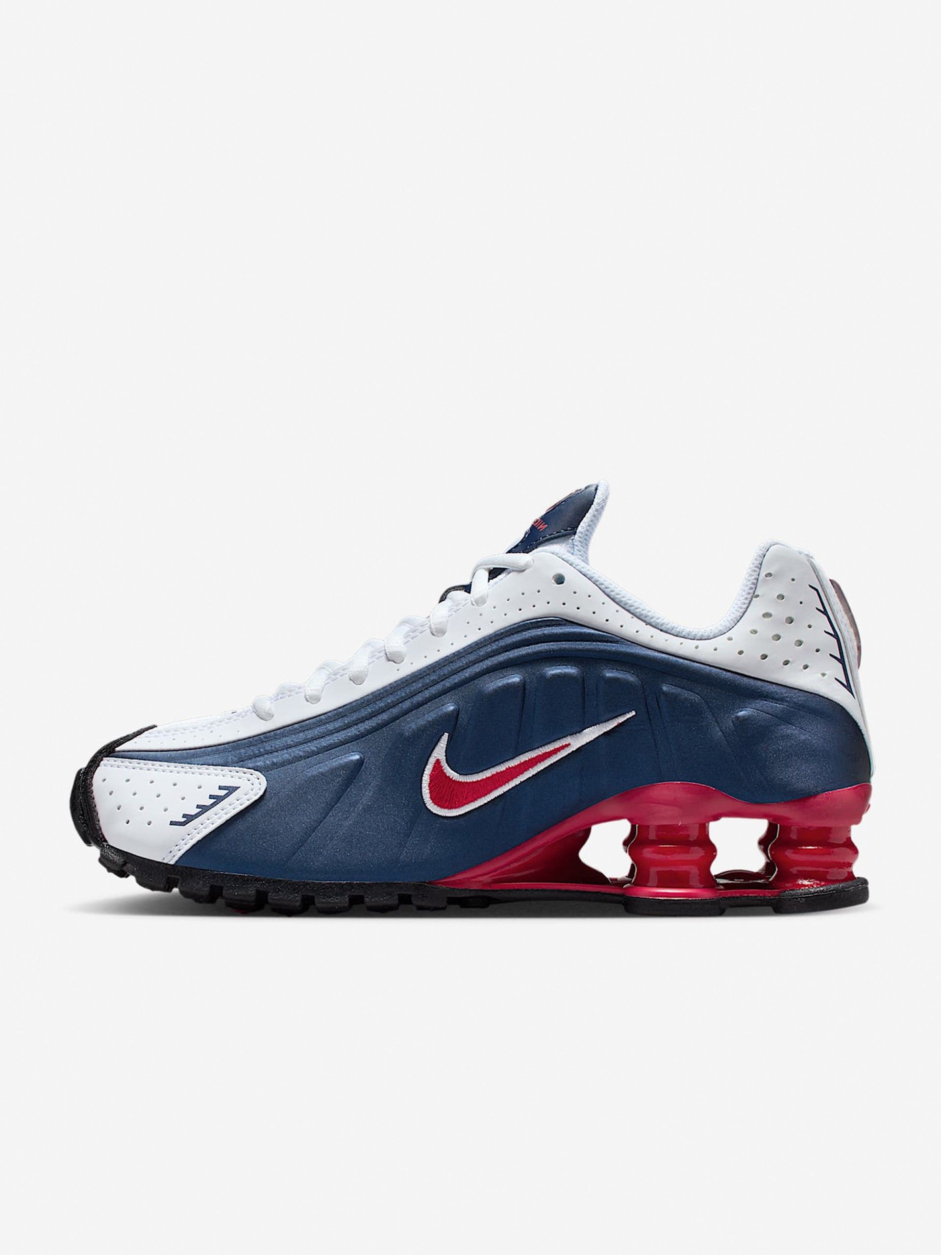 Sapatilhas Nike Shox R4 Azuis e Brancas Júnior