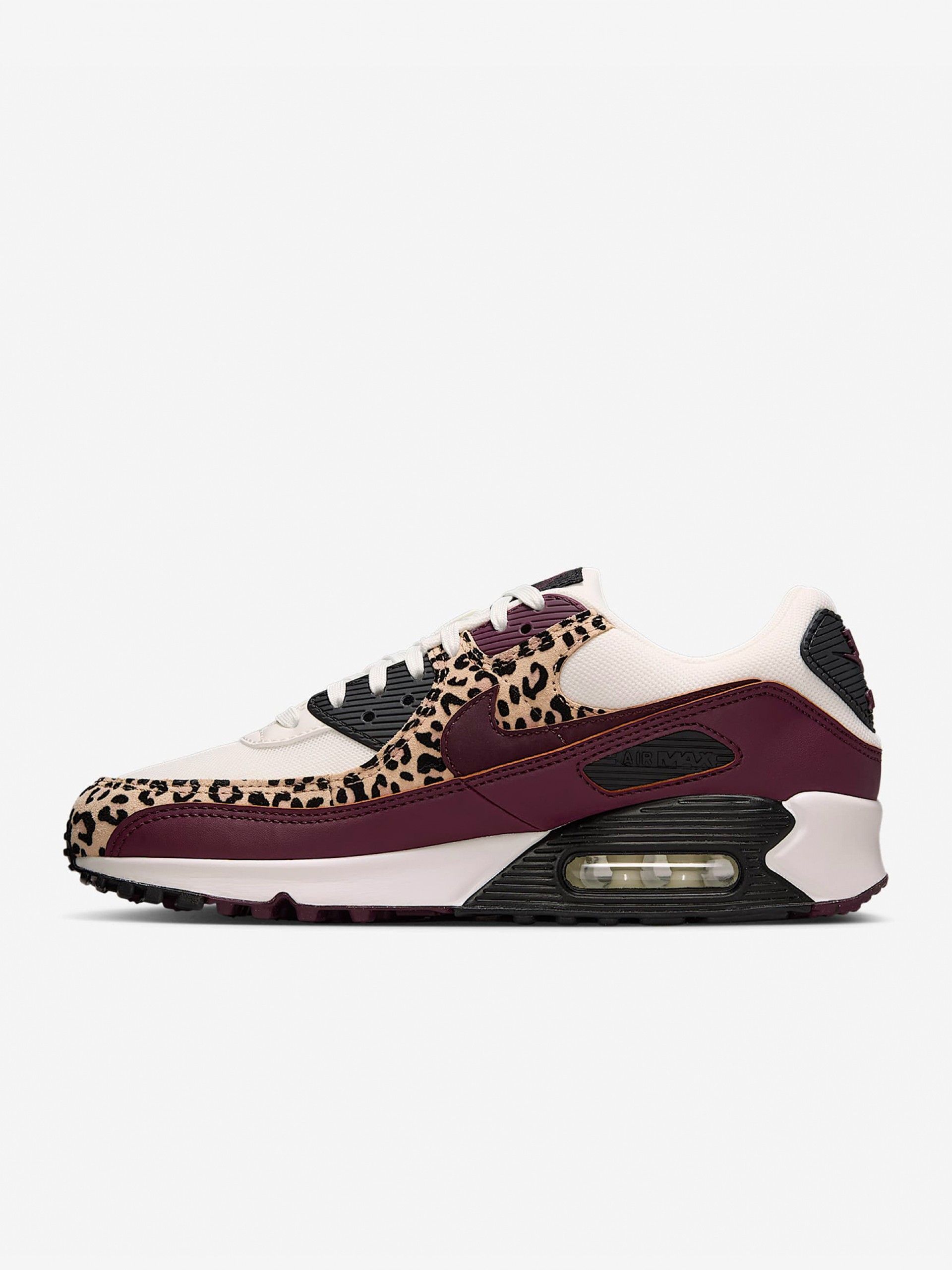 Nike Air Max 90 Print Animal Burgundy Sneakers For Women