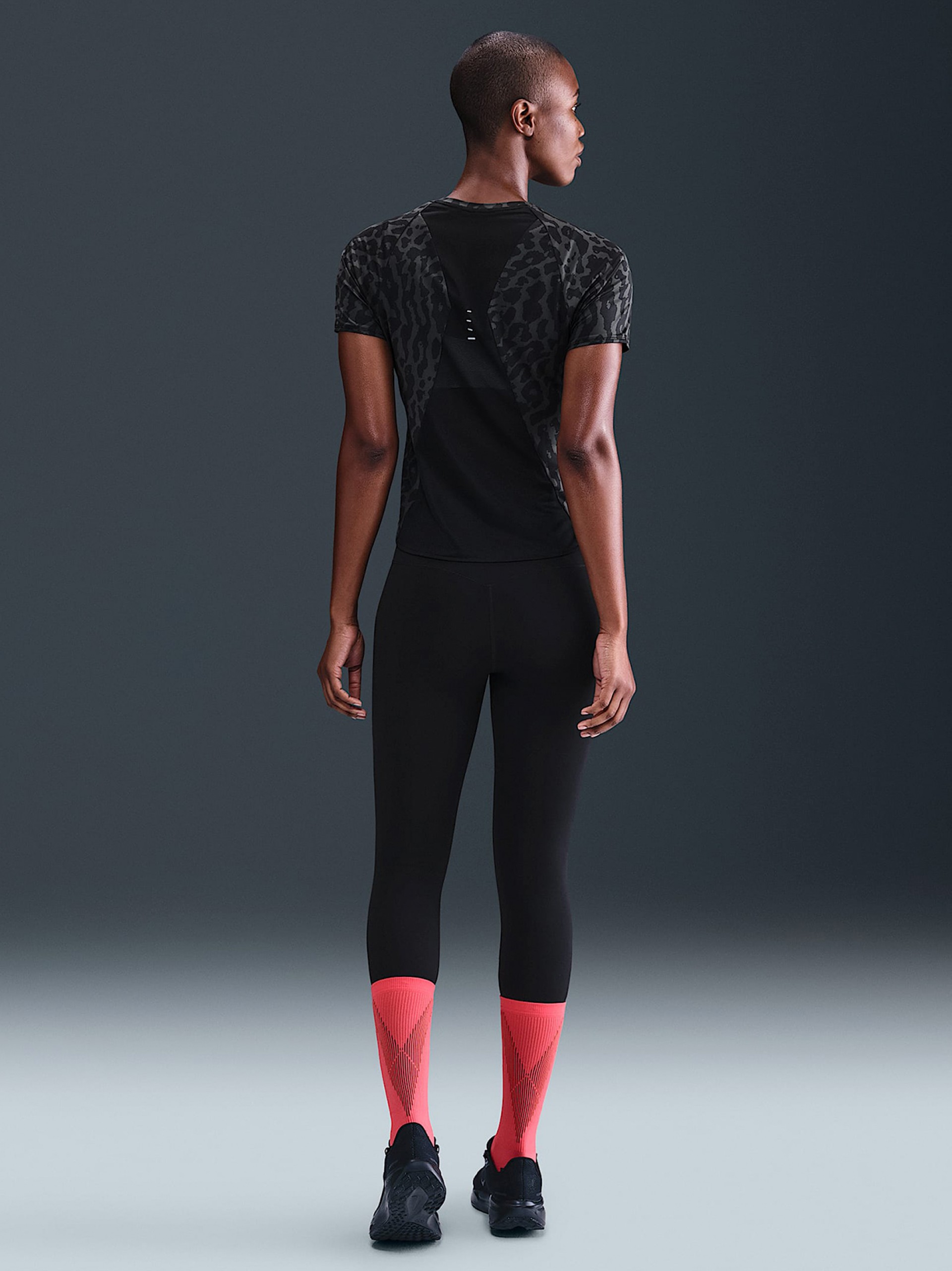 Nike Swift Dri-FIT Leopard Pattern Black Running T-shirt For Women