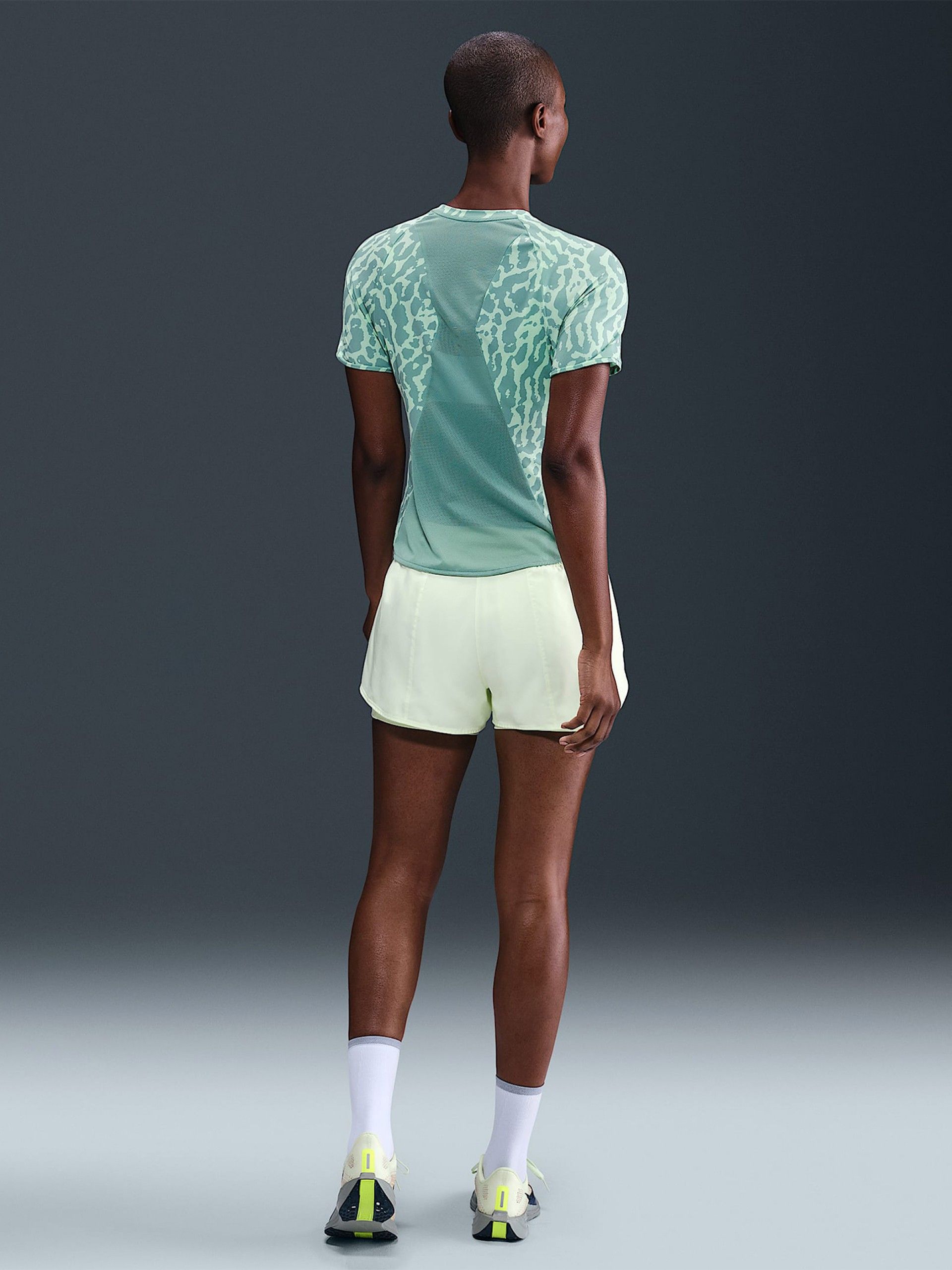 Nike Swift Dri-FIT Leopard Pattern Green Running T-shirt For Women