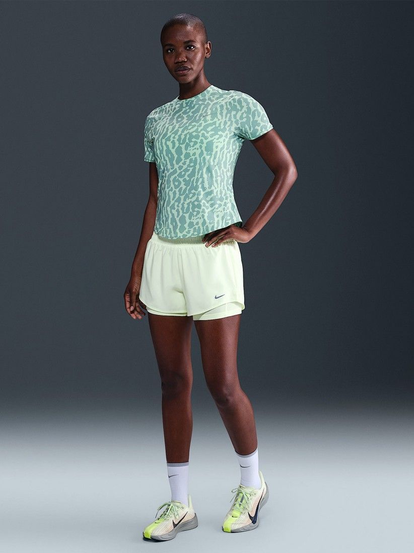 Camiseta de Running Nike Swift Dri-FIT Estampado de Leopardo Verde Para Mujer