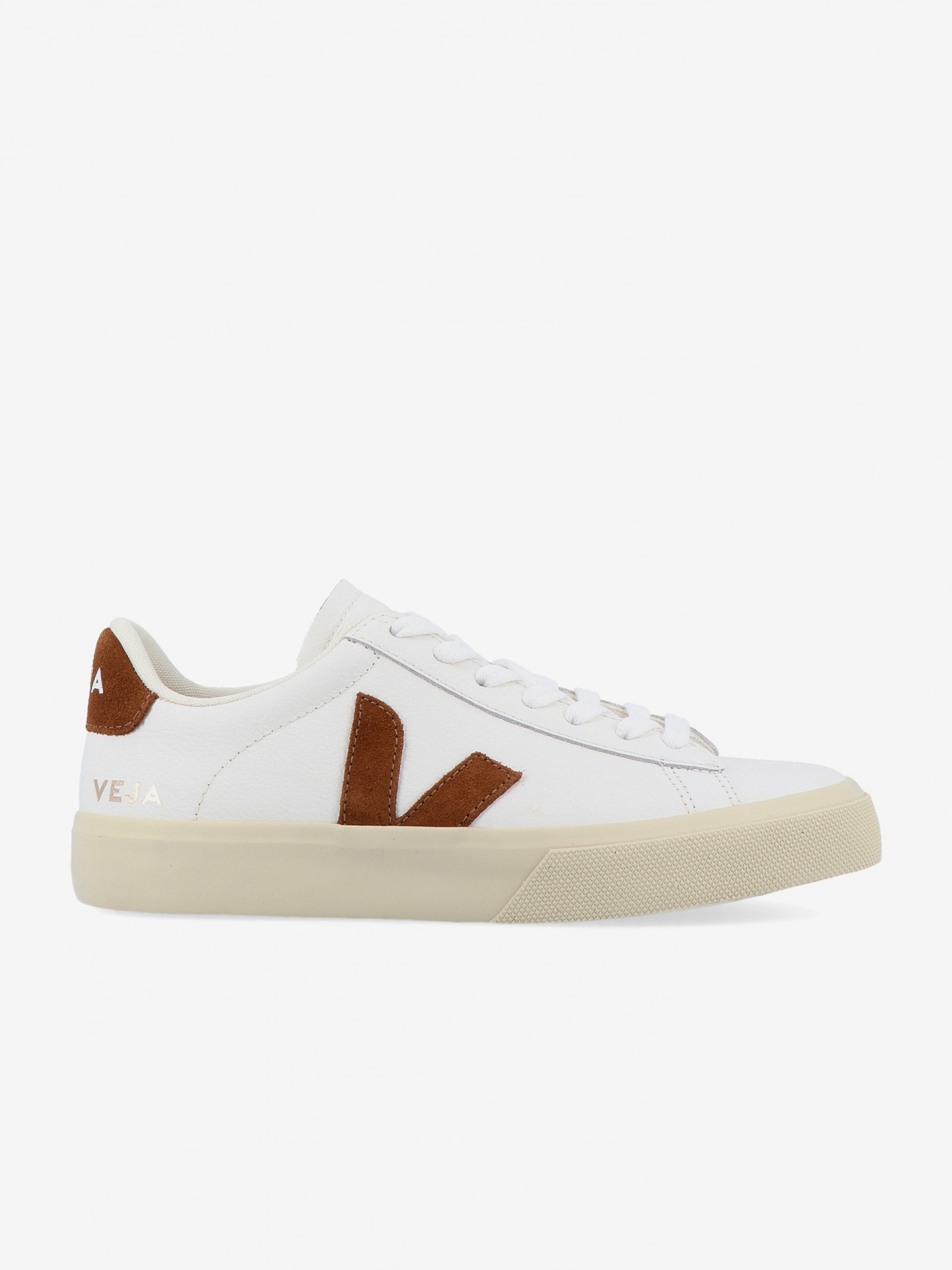 VEJA Campo Chromefree Leather White and Camel Sneakers