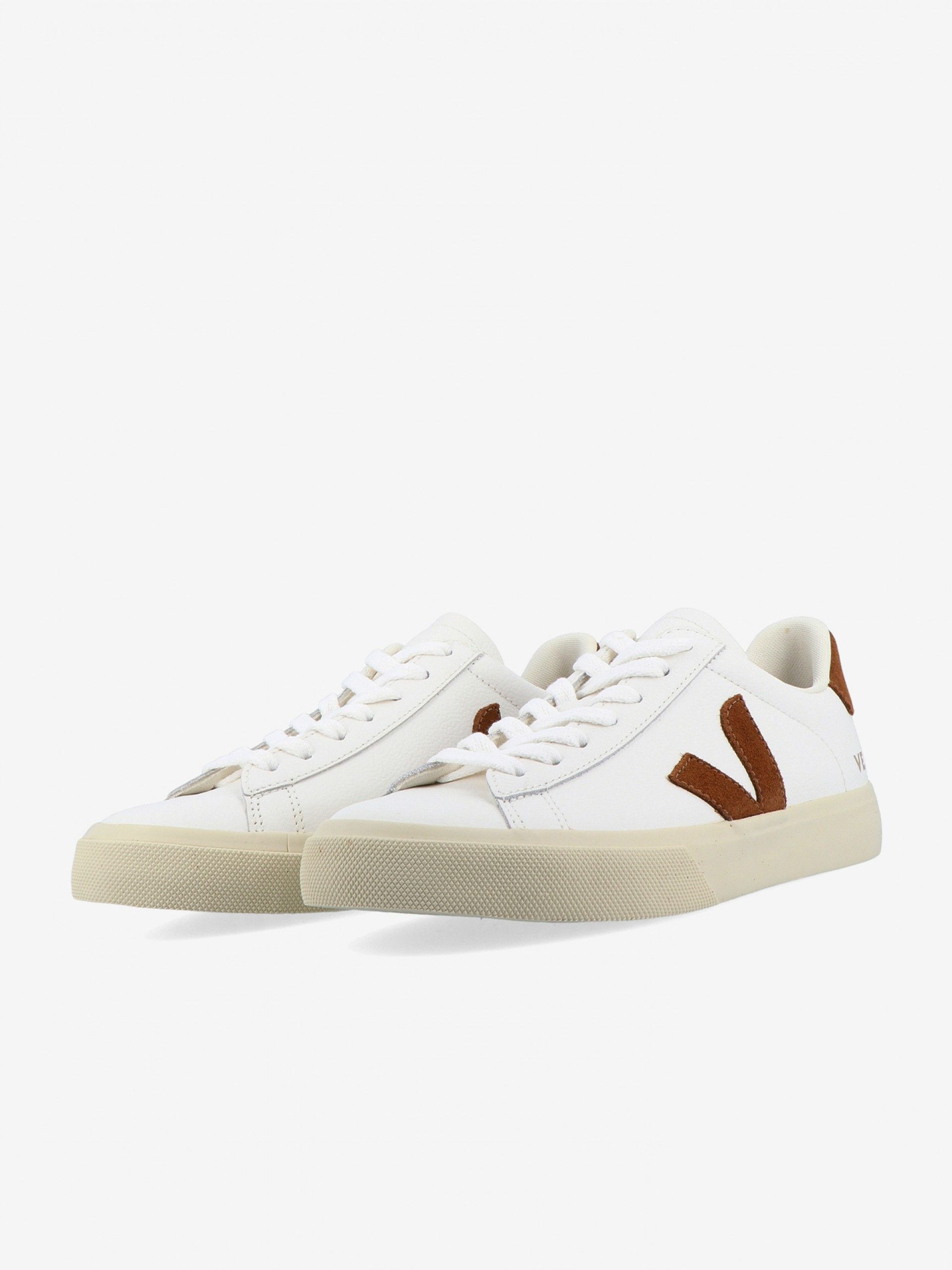 VEJA Campo Chromefree Leather White and Camel Sneakers