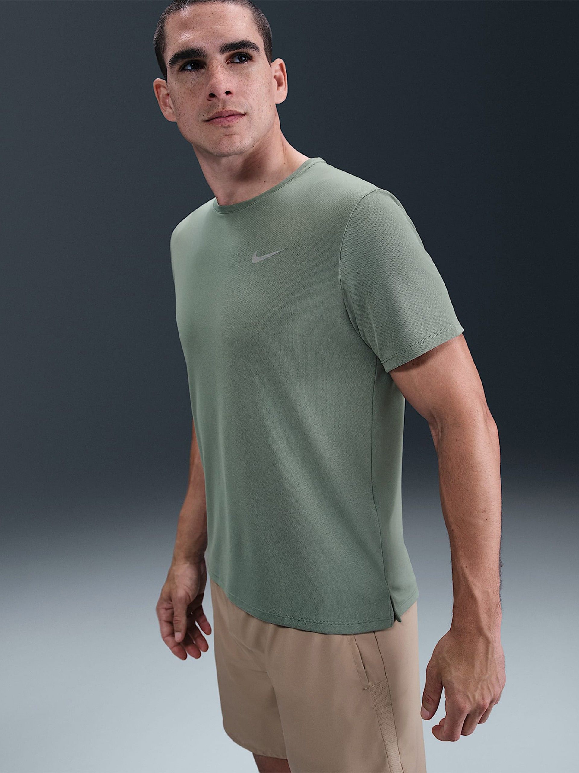 Nike Miler Dri-FIT UV Green Running T-shirt For Men