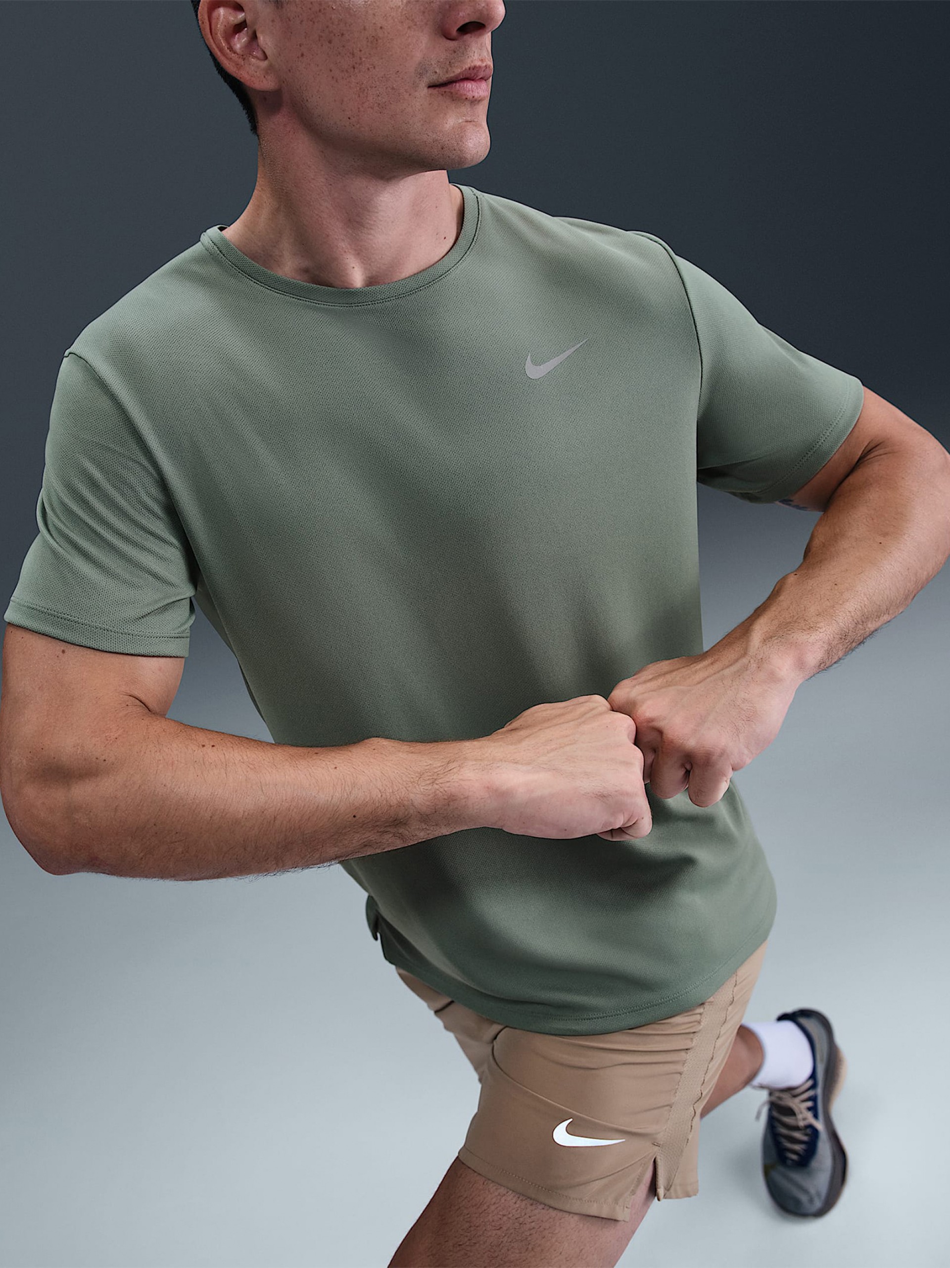 Nike Miler Dri-FIT UV Green Running T-shirt For Men
