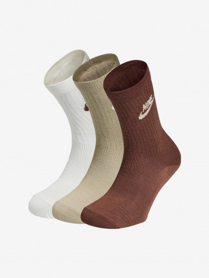 Nike Sportswear Everyday Essential White/Beige/Brown Socks (3 Pairs)
