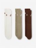 Meias Nike Sportswear Everyday Essential Brancas/Bege/Castanhas (3 Pares)