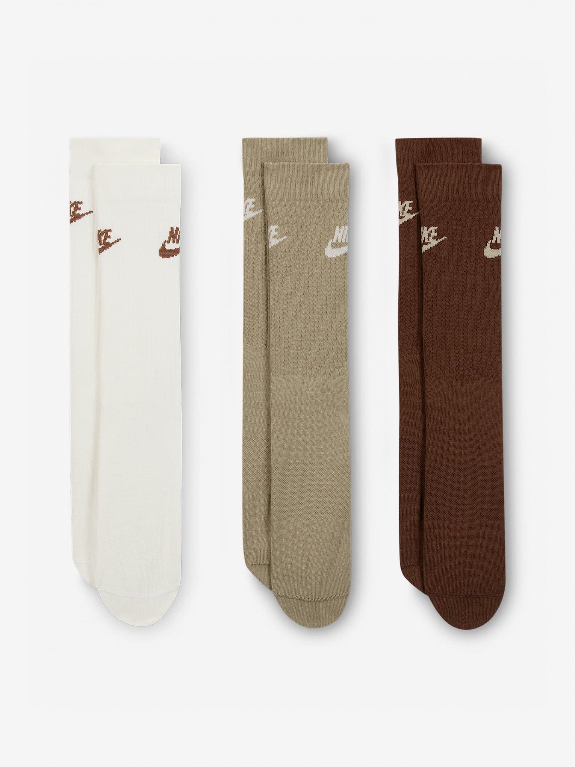 Calcetines Nike Sportswear Everyday Essential Blancos/Beige/Marrones (3 Pares)