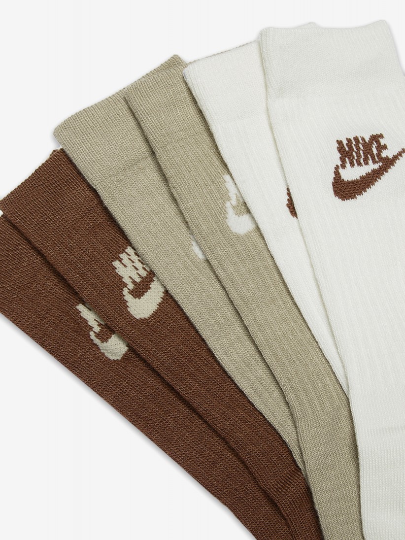 Meias Nike Sportswear Everyday Essential Brancas/Bege/Castanhas (3 Pares)