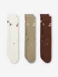 Meias Nike Sportswear Everyday Essential Brancas/Bege/Castanhas (3 Pares)