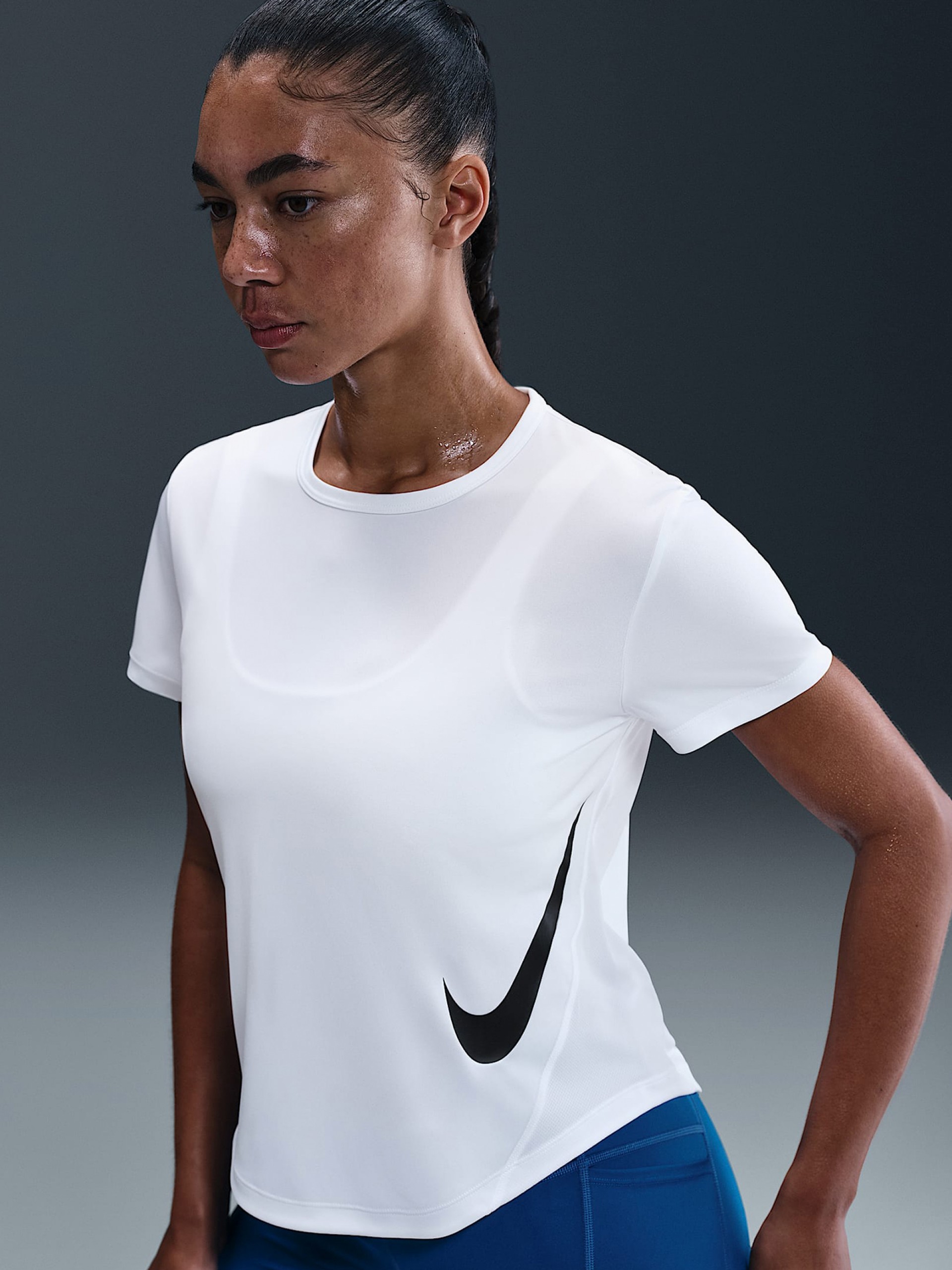Camiseta de Running Nike Tempo Swoosh Run Blanca Para Mujer