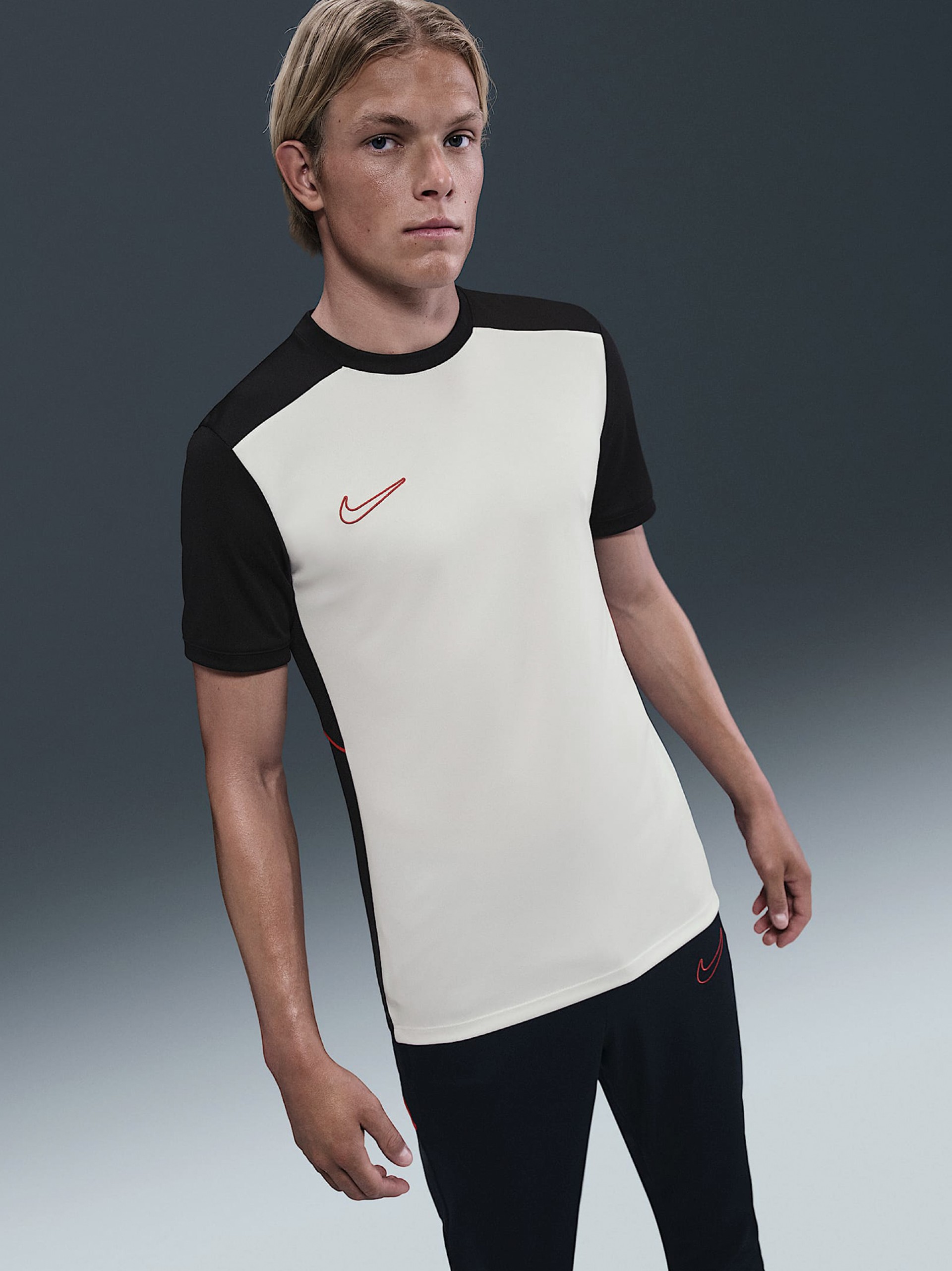 Nike Academy Dri-FIT White and Black Football T-shirt For Men