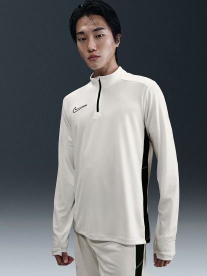 Camisola com Fecho de Futebol Nike Academy Dri-FIT Branca e Preta Para Homem